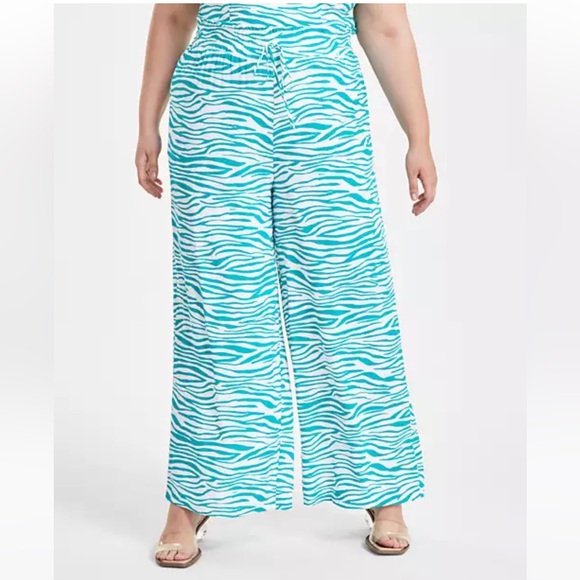 Plus Size Bar iii Zebra Print Green Set 2X - Picture 3 of 9